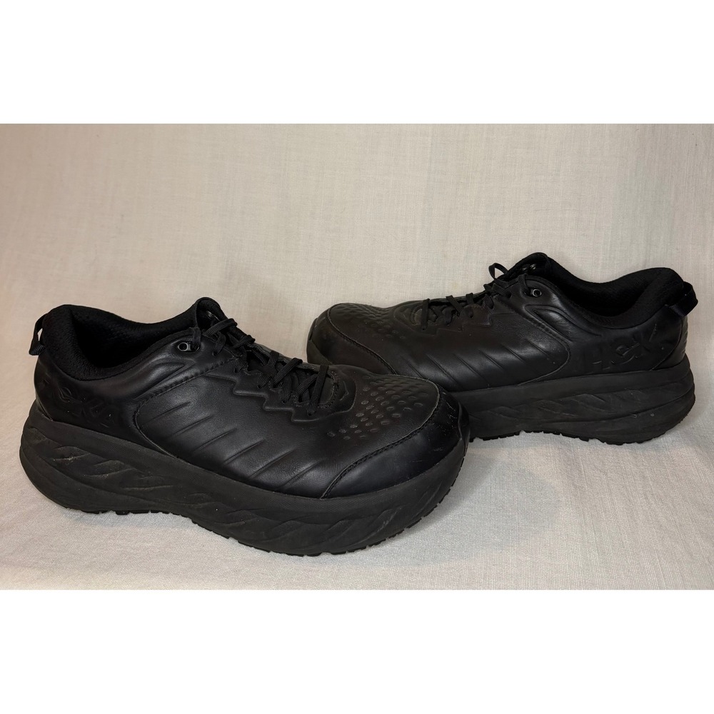 Hoka One One Bondi SR Triple Black Leather Walking Shoes Mens 12 1110520